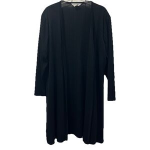 Misook Textured Black Duster Jacket 1X Vintage Cardigan 90’s Open Front Casual